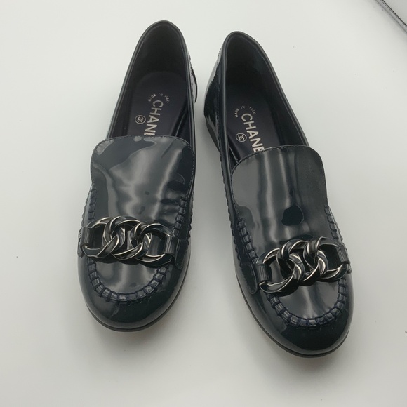 CHANEL EMBELLISHED PATENT LEATHER LOAFERS - Picture 2 of 6